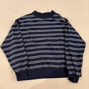 Parke Navy Striped Lightweight Sweatshirt